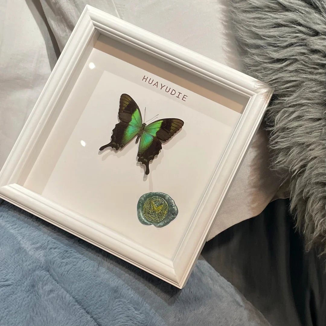 premium Papilion butterfly French light luxury ornaments glass butterfly ornaments photo frame living room decoration home square 8 inches - image 4