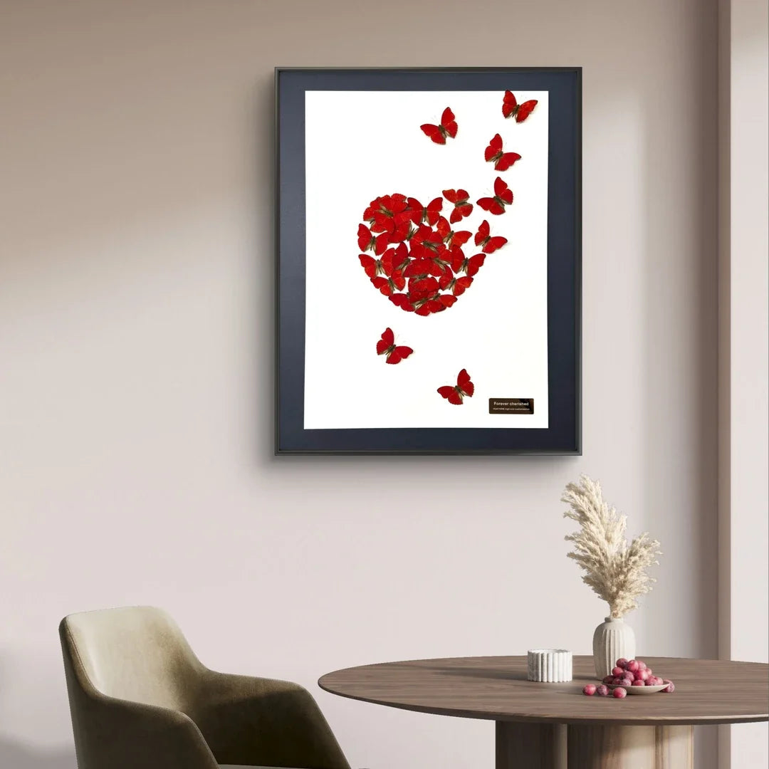 FLORAFLY "Heart in Bloom" luxury-style butterfly wall art real butterfly specimen frame decorative art housewarming gift - image 5