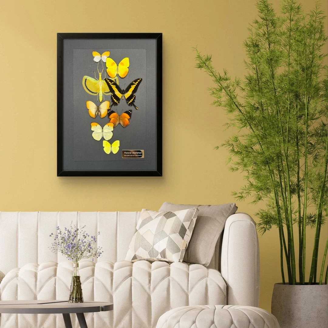FLORAFLY "Golden Rain Secret Realm" luxury-style butterfly assemblage vertical wood frame real butterfly specimen frame decorative art gift - image 2