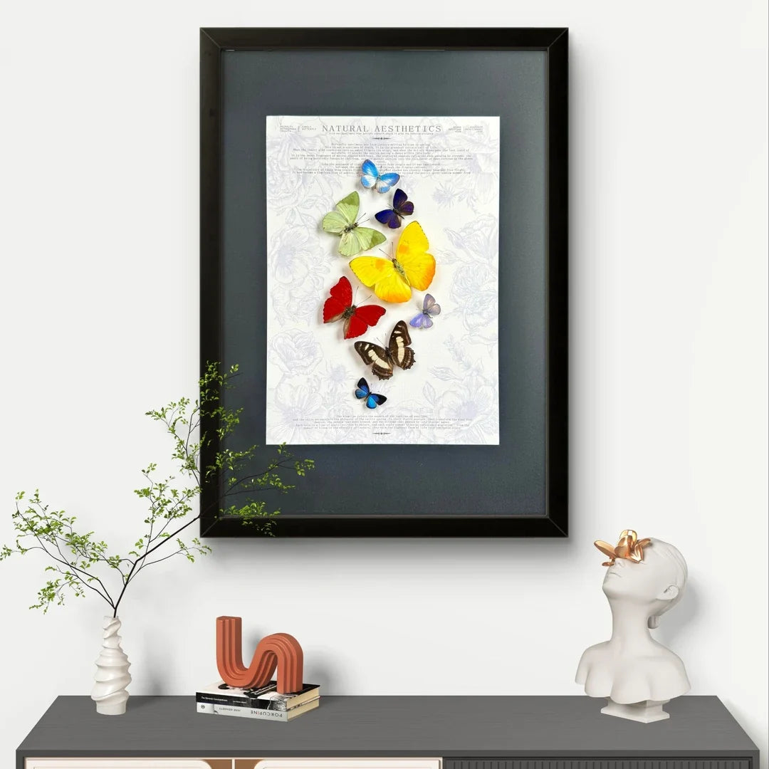 FLORAFLY "Rainbow" luxury-style butterfly assemblage vertical wood frame real butterfly specimen frame decorative art gift - image 1