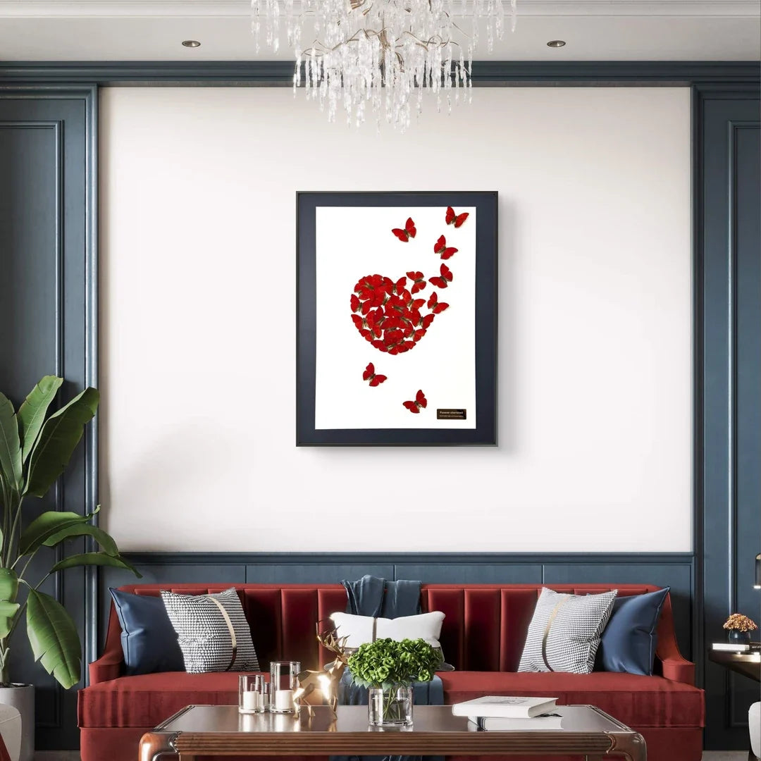FLORAFLY "Heart in Bloom" luxury-style butterfly wall art real butterfly specimen frame decorative art housewarming gift - image 2