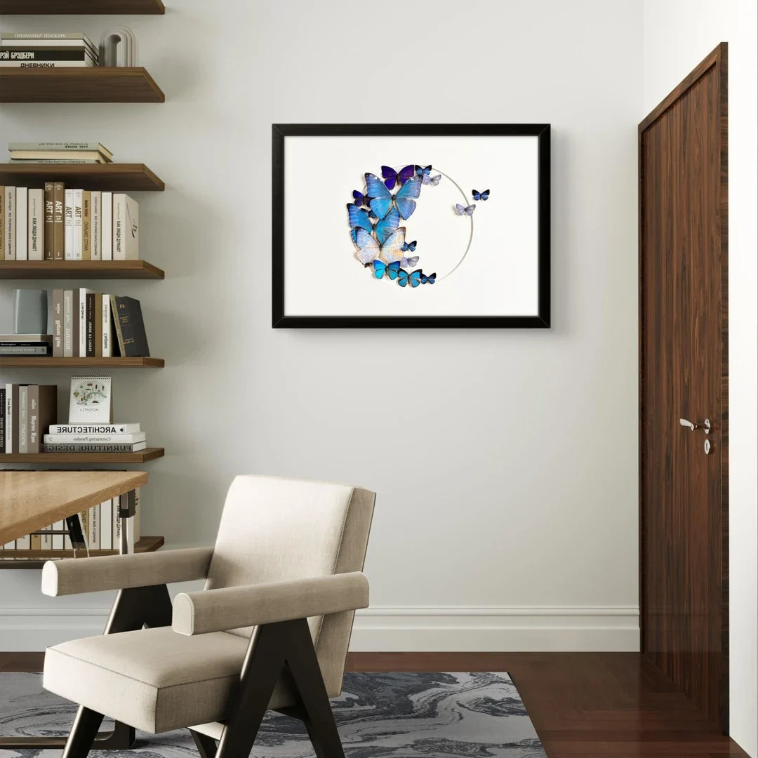 FLORAFLY "Sea Floating Night Moon" Real Butterfly decorative art Imported Real Butterfly Sofa Background Wall decorative art Gift - image 5
