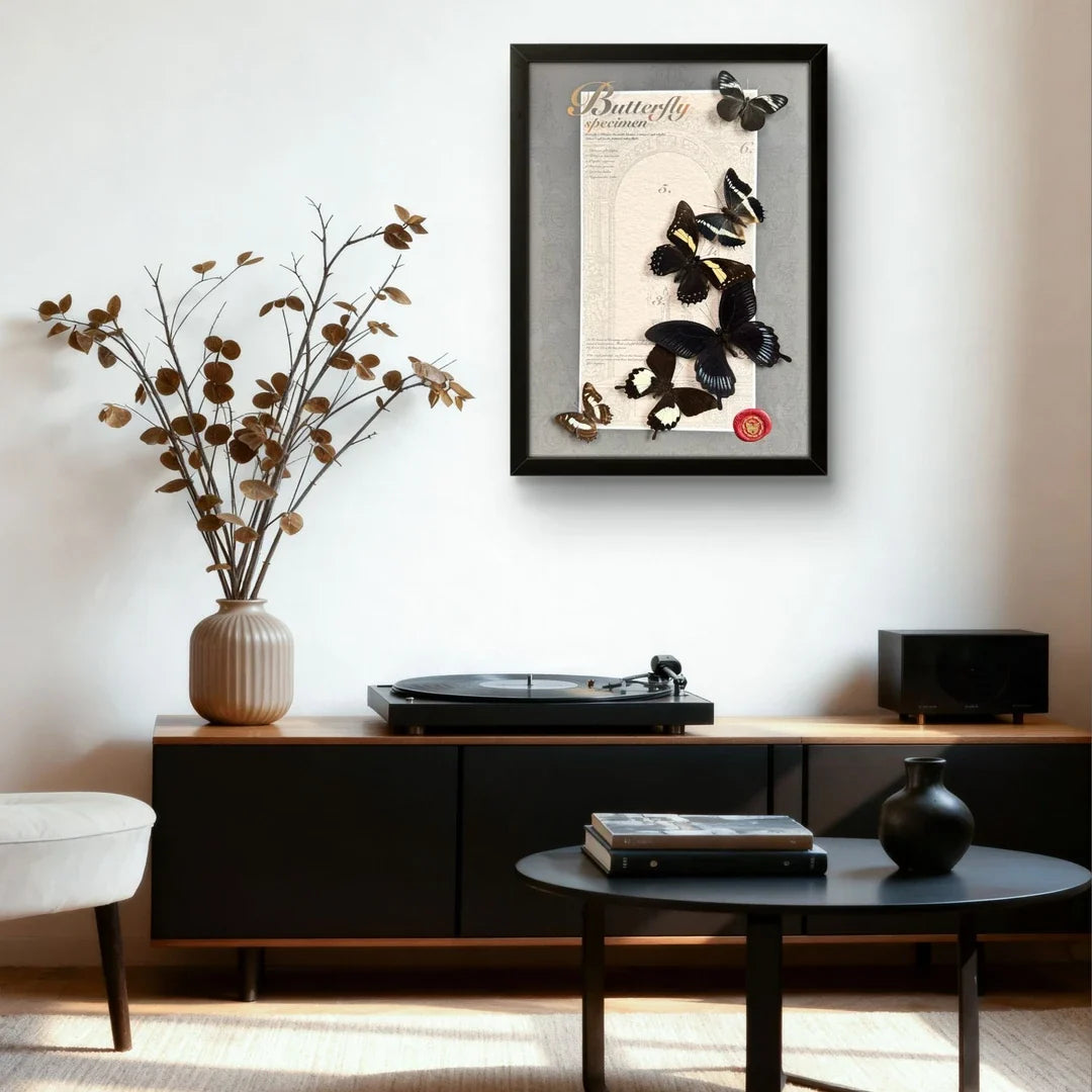 FLORAFLY "Silence of the Night" luxury-style butterfly assemblage vertical wood frame real butterfly picture frame simple decorative art gift - image 4