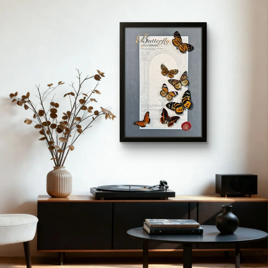 FLORAFLY "Autumn" real butterfly specimen porch decoration painting sofa living room shop wall art creative gift