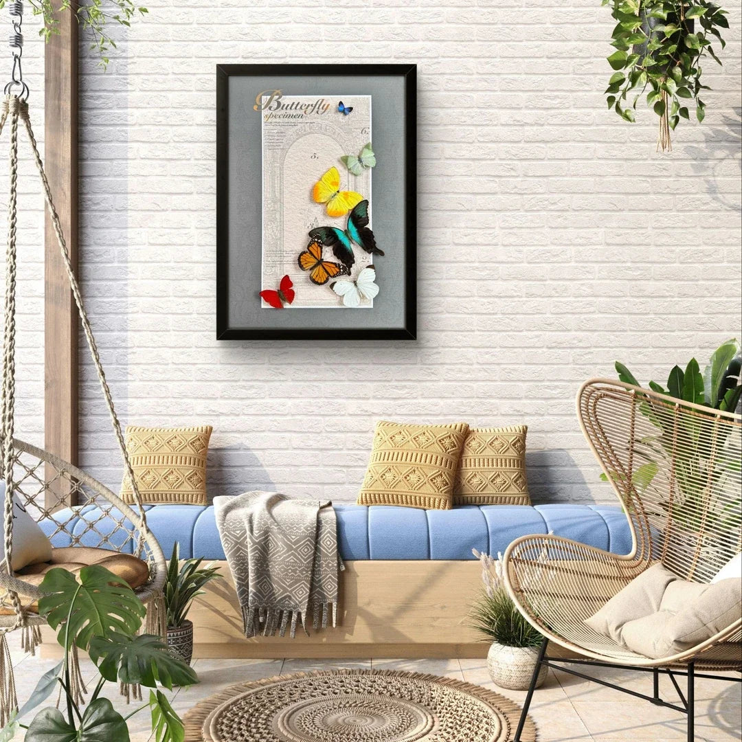 FLORAFLY "Spring" luxury-style butterfly assemblage vertical wood frame real butterfly picture frame simple decorative art gift - image 3