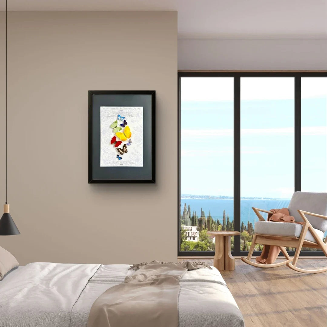 FLORAFLY "Rainbow" luxury-style butterfly assemblage vertical wood frame real butterfly specimen frame decorative art gift - image 2