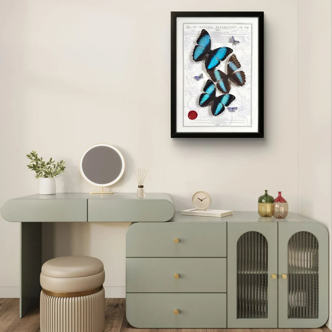 FLORAFLY "Triple Realm" luxury-style butterfly assemblage vertical wood frame real butterfly specimen frame decorative art gift - image 4