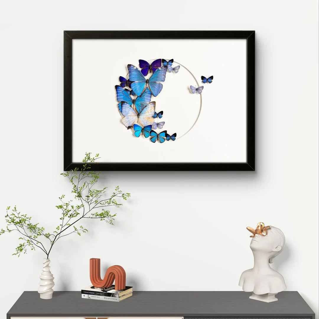 FLORAFLY "Sea Floating Night Moon" Real Butterfly decorative art Imported Real Butterfly Sofa Background Wall decorative art Gift - image 1